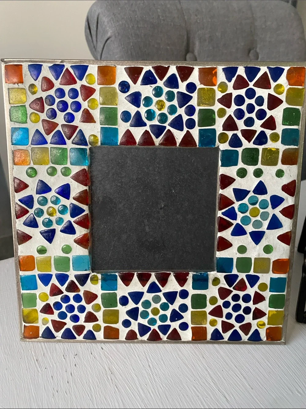 Multicolor Mosaic Tile Photo Picture Frame & Cast Iron Frame